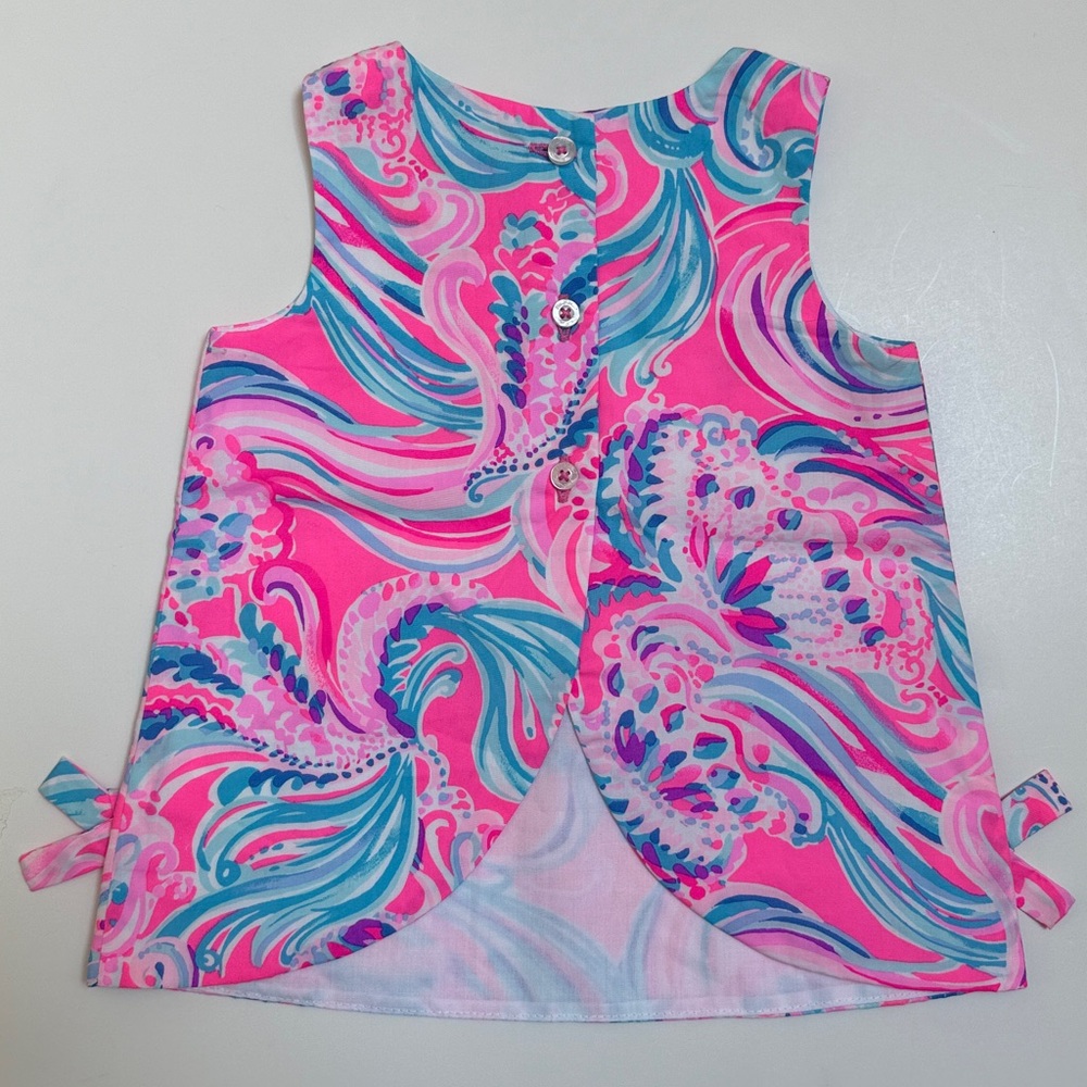 NWOT Lilly Pulitzer Pink & Aqua Swirl Dress with Matching Bloomers | 3-6 months - Picture 4 of 7